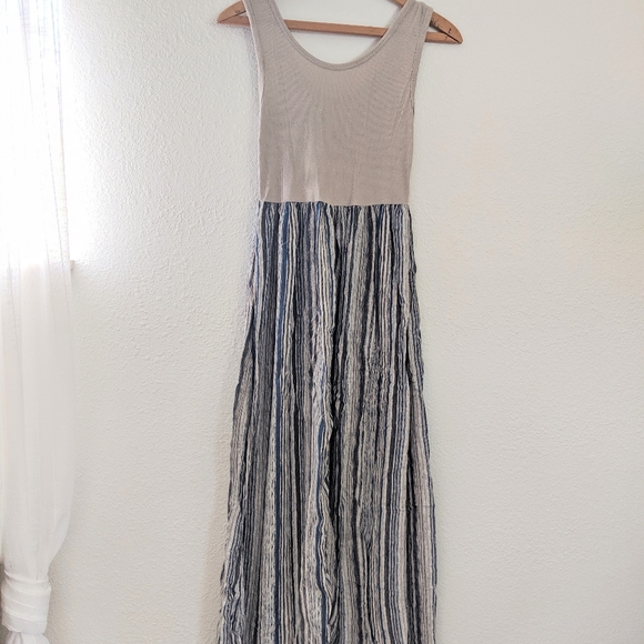 Dresses & Skirts - 3/$20 Flow Thin Taupe Maxi Dress with Blue Stripes